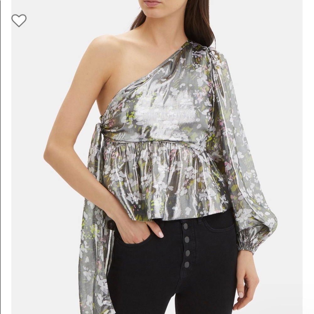 GANNI One Shoulder Metallic Top
